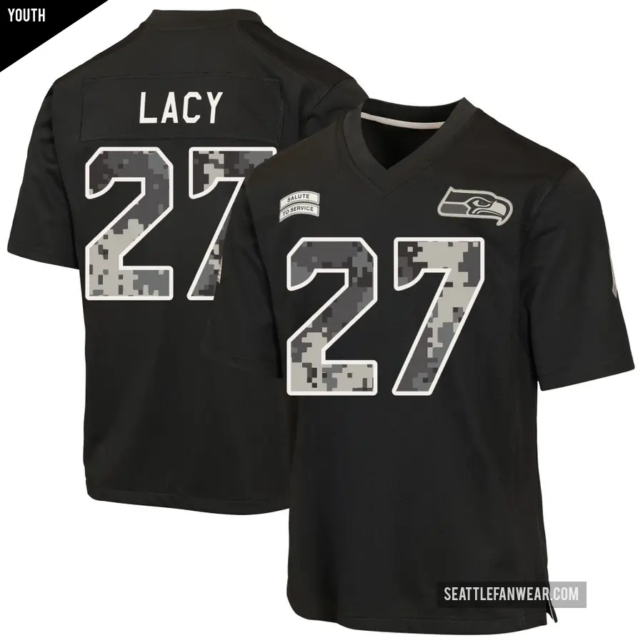 Youth Seattle Seahawks ＃27 Eddie Lacy Black Limited 2020 Salute