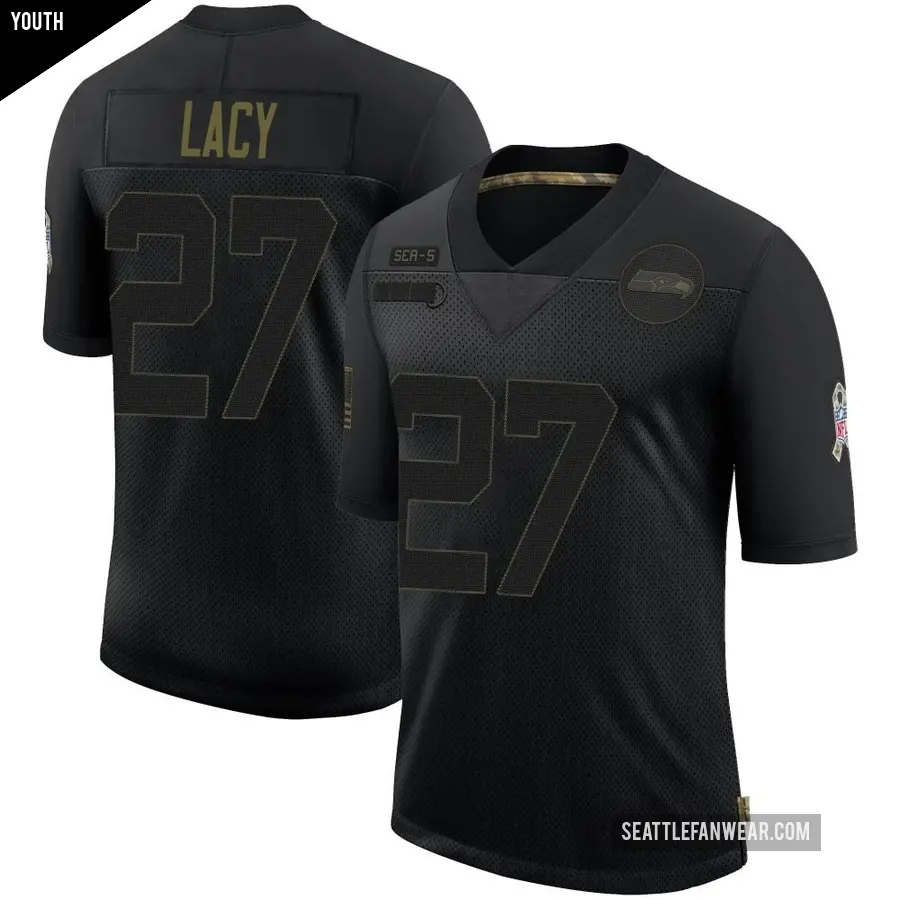 Youth Seattle Seahawks ＃27 Eddie Lacy Black Limited 2020 Salute