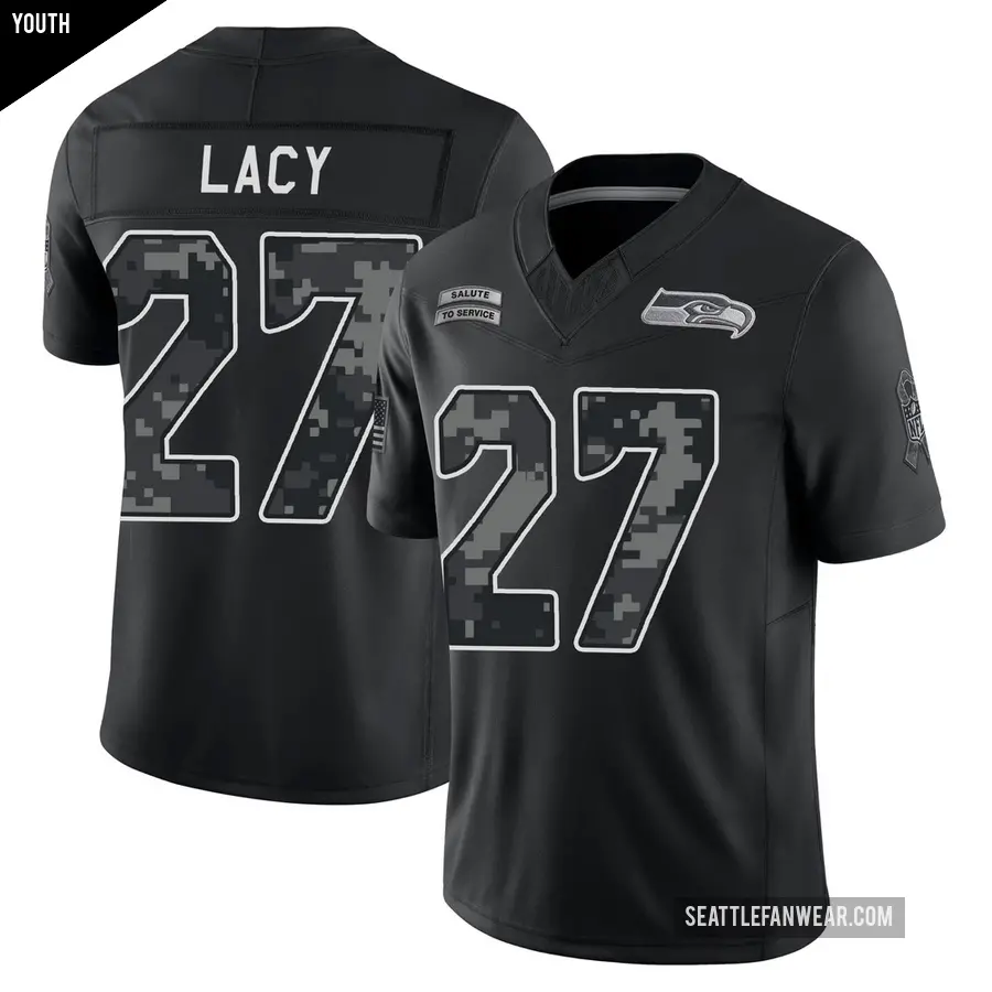 Youth Seattle Seahawks ＃27 Eddie Lacy Black Limited 2020 Salute